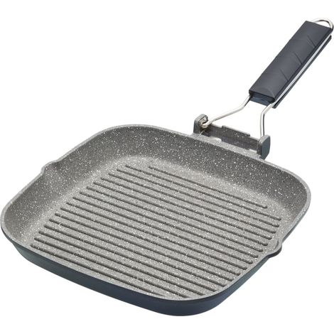 Kitchencraft Masterclass - Griddle de padella antiaderente a induzione con manico pieghevole, 20 cm (8 pollici), nero, alluminio, nero, 20 cm (8 pollici) (1/5)