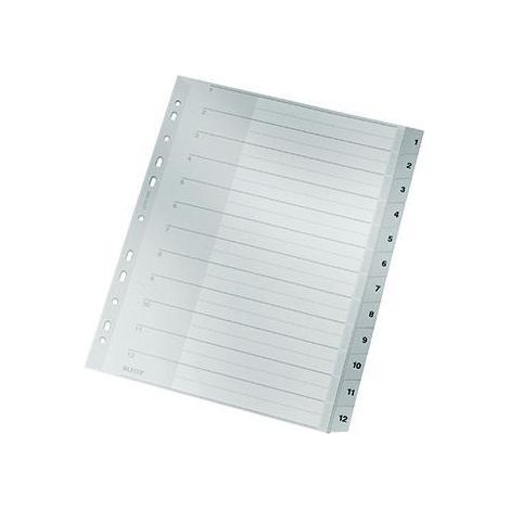 Zahlenregister DIN A4 Überbreite 250g/m² 1-12 Polypropylen grau (1/3)