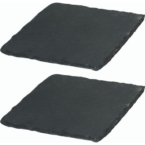 Lot de 2 assiettes en ardoise carrées (15 x 15 x 0,5 cm) Assiettes décoratives, assiettes de service