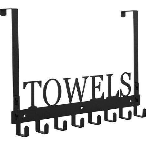 Porte-serviettes pour salle de bain Porte-serviettes à suspendre robuste, porte-serviettes mural avec 8 crochets pour chambre à coucher, salle de bain, serviettes de cuisine, sacs, manteaux, chapeaux (1/5)