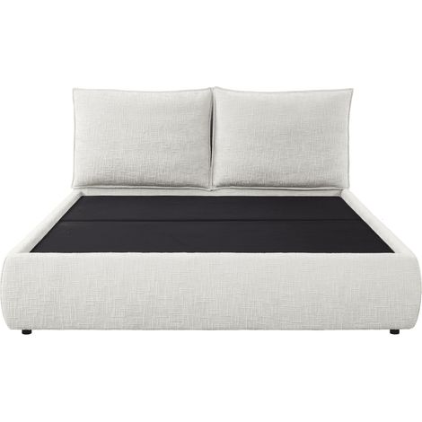 Lit coffre en velours chine beige 140x190 cm mely (1/5)