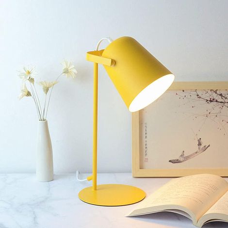 Lampe de Bureau Jaune Métal Réglable Style Rétro Moderne H35 D12 Lecture Chevet (1/5)