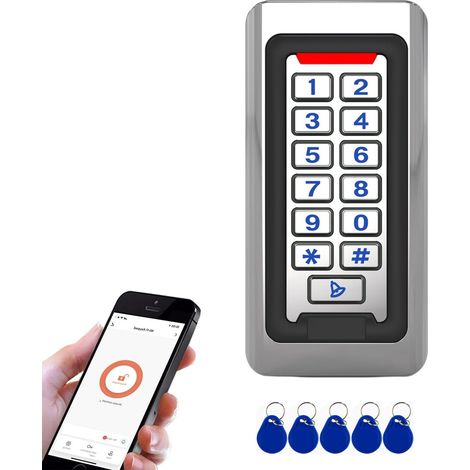 Digicode Porte Clavier à Code IP68 - Contrôle d’Accès Métallique Étanche PIN RFID 125KHz, Rétro-Éclairé, 2000 Utilisateurs