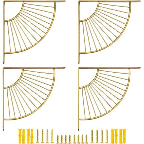 Lot de 4 supports décoratifs en laiton doré pour étagères flottantes – 15 cm, finition métallique élégante et robuste (1/5)