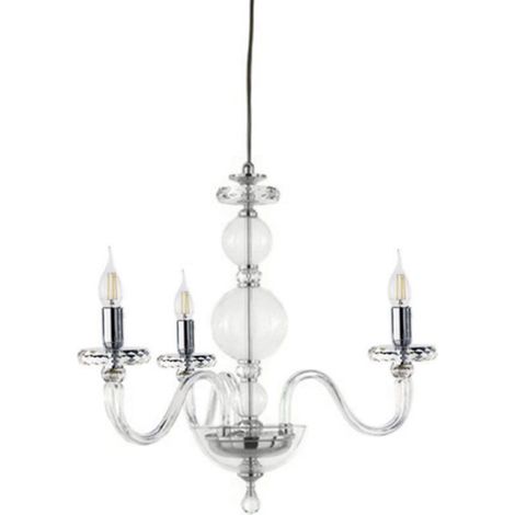 Lampada a sospensione BACH 50 cm senza paralume in vetro trasparente 3 LUCI CROMO (1/2)