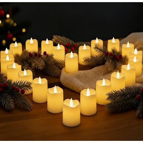 24 Pièces Bougies à LED,Bougies Chauffe Plat sans Flamme, Chandelles Clignotantes Lampe,Bougie Électrique Chauffe-Plat Décorative pour Mariage, Maison, Pâques, Fête, Intérieur (1/5)