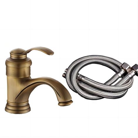 CCYKXA Antiker Retro-Badewannenhahn, Waschbecken im europäischen Stil, kaltes Badezimmer, Waschbecken, Wasserhahn, Bronze, dekorativer Retro-Kessel, Sprühfarbe, Sonne, Büro, Bar, Badezimmer, Handwasch