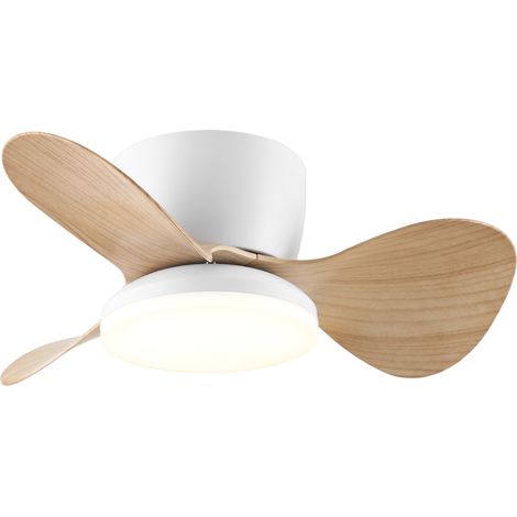 Parrot Uncle 61 cm LED Deckenventilator mit Beleuchtung, 3 ABS-Flügel, leiser DC-Motor, dimmbar, 3 Farbtemperaturen, 6 Geschwindigkeiten, Fernbedienung, Umkehrfunktion Sommer/Winter, Holzoptik