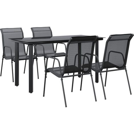Maison Exclusive - Set da Pranzo da Giardino 5 pz Nero in Acciaio e Textilene