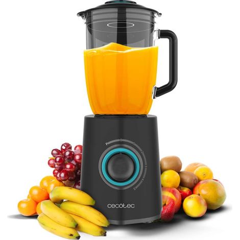 Cecotec Batidora de Vaso Power Black Titanium 2300Max Mix Go. 2300W de Potencia Máxima, 1,5L de Capacidad, 5 Velocidades