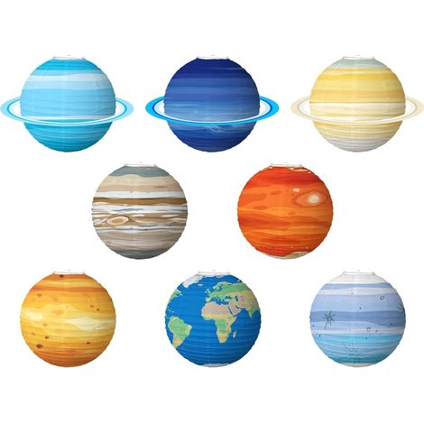 Lanternes Solaires En Papier 8 Pièces - Décoration Système Solaire Planètes 30 Cm Lanternes Thème Spatial Colorées pour Plafond Salle de Classe Science École Anniversaire (1/5)