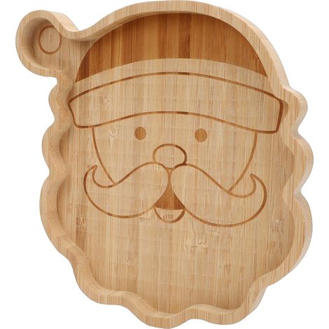 Serviertablett mit Weihnachtsmannmotiv, Holzschale für Desserts, Süßigkeiten, Schmuckaufbewahrung, Weihnachtsdekoration (1/5)