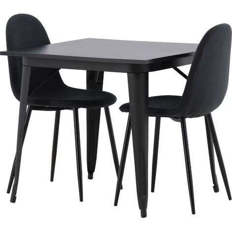 Tempe Essgruppe Tisch schwarz und 2 Polar Stühle schwarz.