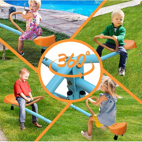 Balançoire à bascule pour 4 enfants 182,88 cm bleu et orange DESVIAE (1/5)