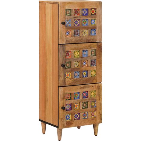 vidaXL  Highboard  with Door Natural 40 x 33 x 110 cm Solid Mango Wood