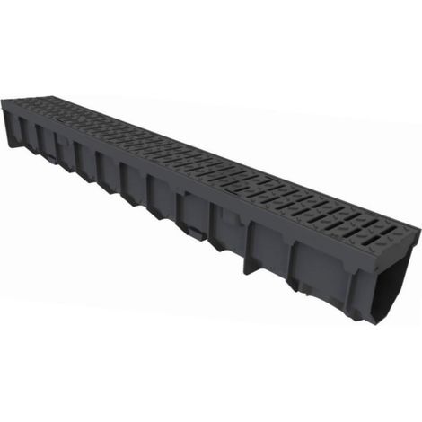 MEA – Caniveau d'évacuation 1m – Largeur 100mm – Grille en polyamide C250 – Drainage efficace des eaux pluviales