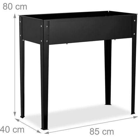 Aiuola rialzata da giardino 120 x 60 x 60 cm per uso esterno, design moderno in acciaio nero 130016940