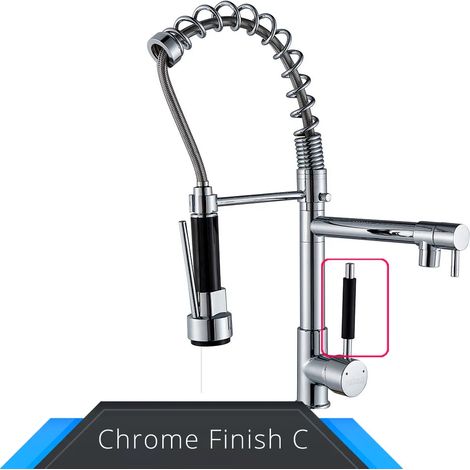 Robinet de cuisine à douchette extractible, mitigeur eau chaude/eau froide pour une installation flexible sur plan de travail. (1/5)