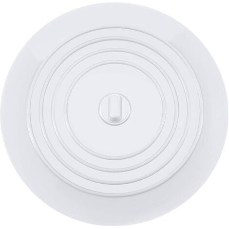 Bouchon de bain en silicone pour évier de cuisine, diamètre 15,3 cm, bouchon de canalisation universel pour cuisine, salle de bain et buanderie (1 pièce, blanc) (1/5)