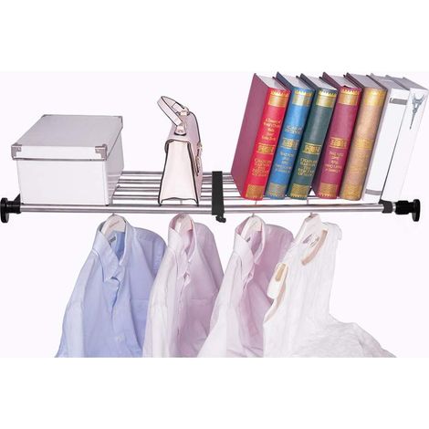 Verstellbare, erweiterbare Regalstange aus Metall für Schrank, Küche, Badezimmer, Schwarz, 50–80 cm