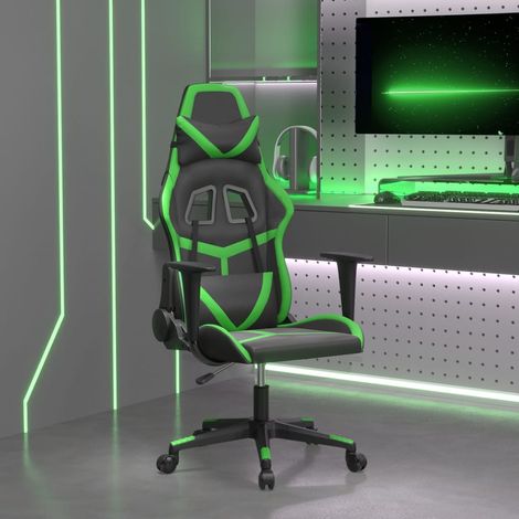 Sedia da Gaming Massaggiante Nero e Verde in Similpelle (1/5)