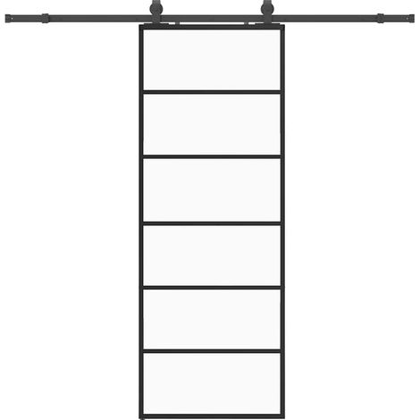 Maison Exclusive - Schiebetür mit Beschlag Schwarz 76x205 cm ESG-