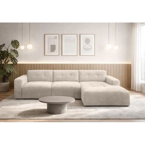 AX LIVING Couch in L Form Corlu Sofa Creme für Wohnzimmer 310 cm R