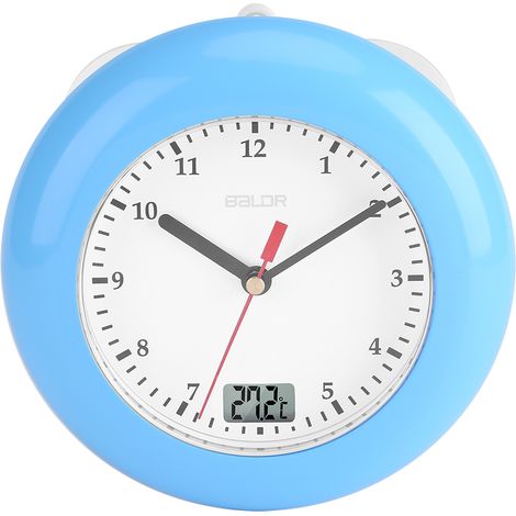 Horloge Murale Salle De Bain - Étanche - Affichage Température Intérieure ℃ - Fixation Par Ventouses - Montage Multiple - 1 Pièce (1/5)