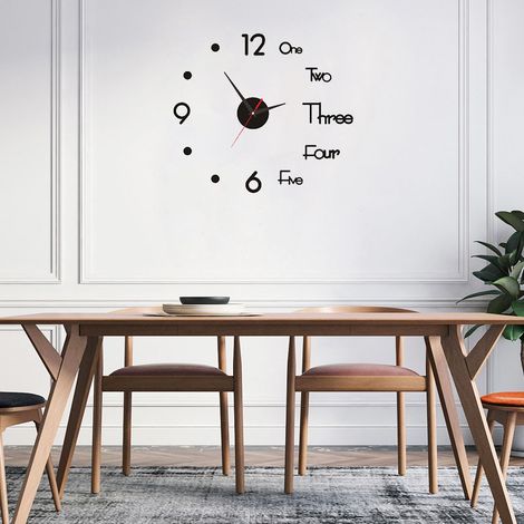 Horloge murale veilleuse sans cadre, décorative, lumineuse et silencieuse, pour salon et chambre, noire, petite, 40 cm / 15,75 pouces (1/5)