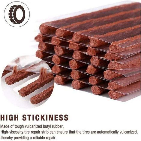 Kit de réparation de pneus tubeless - - 32 pièces - Mèches autovulcanisantes - Caoutchouc naturel (1/4)