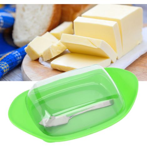 Coupe-beurre avec couvercle et couteau, boîte de rangement pour fromage, boîte à beurre pour la cuisson, boîte à beurre en forme de bateau, verte. (1/5)