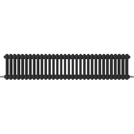 Acezanble Horizontal Traditional Cast Iron Style Radiator 300x1460mm 3 Column Black (1/4)