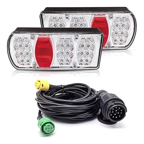 Kit Feux de Remorque LED 13 Broches 7 Fonctions avec 5m Câble Set 12V 24V Universel Imperméable (1/5)