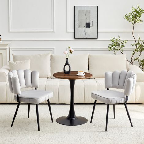 Set tavolo rotondo 60 cm con 2 sedie in velluto OKMYHOME (1/5)