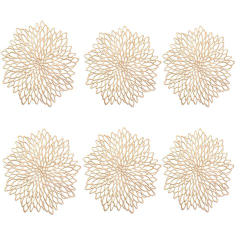 Set De Sets De Table Ronds - Pvc Lavable Resistante Chaleur Antiderapant - Pour Cuisine Fete Mariage - Lot De 6 (1/5)