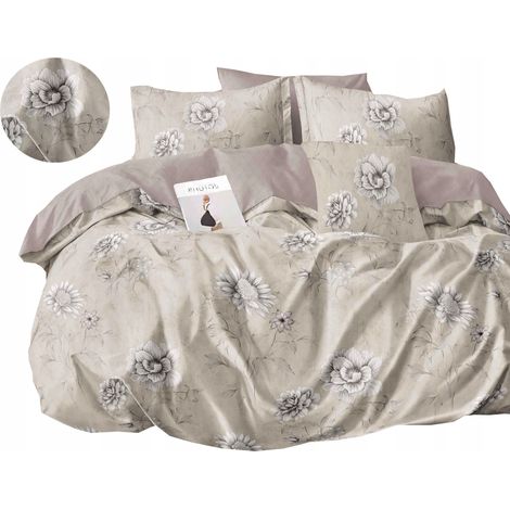 Juego de cama de franela cálida de 140x200 + funda de almohada polaca, hojas, flores. (1/5)