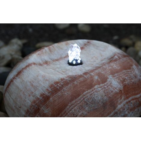 Polished Marble Fountain Water Feature with Pump, Light, Reservoir and Grid - 35-45cm x 20-30cm H - Onyx