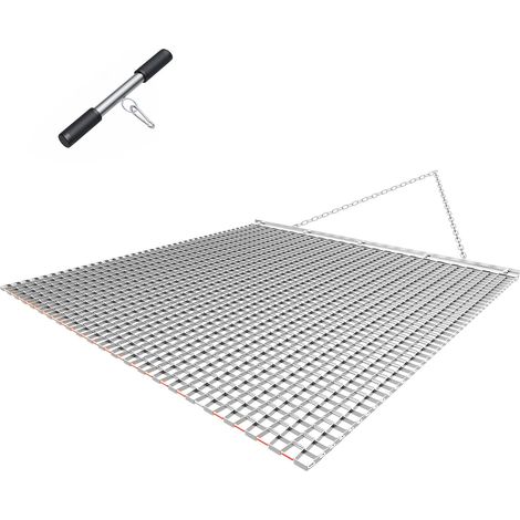Herse de nivellement 1,2x1,2 m, râteau traînant à chaînes efficace, accessoire pour quad, SSV et tracteur, tapis en acier galvanisé robuste avec chaîne de remorquage, pour allée en gravier et champ (1/5)