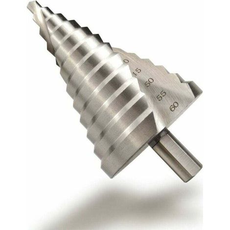 Foret Étagé HSS 6-60mm Spirale Fente Conique Fraise 12 Étapes Pour Visseuse Percage sur Acier Laiton Bois Plastique,etc