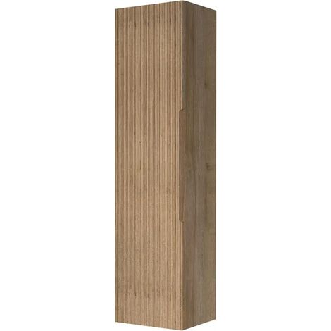 Colonna bagno sospesa H 138 cm rovere cannettato con ripiani Rigo (1/4)