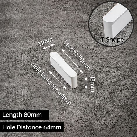 (T-64 mm, lot de 2) Poignées de meuble blanches en alliage d'aluminium, accessoires de quincaillerie (1/3)