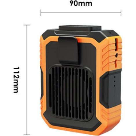 Tragbarer Clip-Ventilator für die Taille – 3 Geschwindigkeitsstufen, 4000-mAh-Akku, Freisprechfunktion und integriertes Ladegerät – Orange