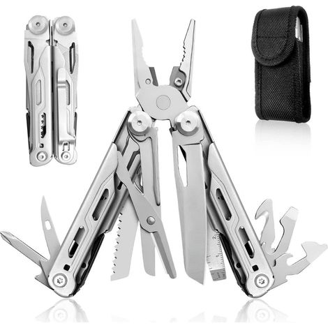 18-in-1 Multitool Zange Edelstahl mit Schraubendreher-Bits und Nylonscheide