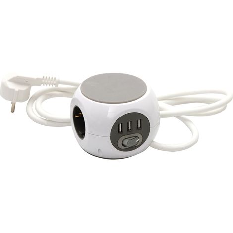 Unitec Steckdosenwürfel 3-fach 1,4m inklusive 3x USB Anschlüssen weiß Elektrische Steckdosen & Buchsen (1/3)