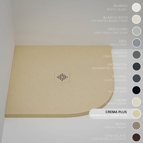 Receveur de Douche Semicirculaire SOULHOME Résine et Charge Minérale Antidérapant 80x80 cm Crème Intense - Grille Same (1/5)