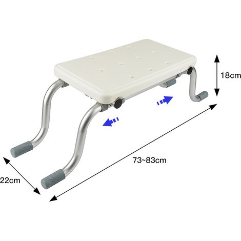 SiFree®Siège de baignoire- Embouts antidérapants en caoutchouc - L 43 x l 34 cm - Blanc et chromé (1/5)