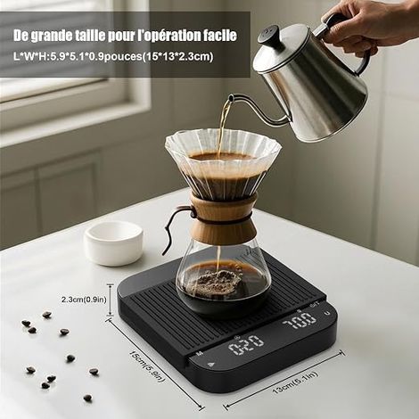 Rechargeable Balance à Café avec Minuterie-Noir (1/4)