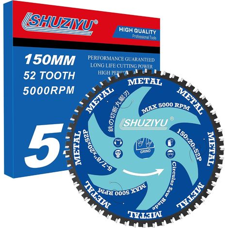 150mm 52T, Trait De Scie Super Fin 1.5mm, Lame De Scie Circulaire, Trou De 20mm Avec Rondelle De 15.88-10mm, Scie Sans Fil Comme Accessoires, Métal, Barre De Fer En Acier, Tôle (1/5)