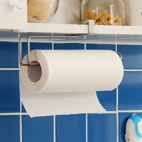 Porte-essuie-tout sans perçage, distributeur de papier essuie-tout en acier inoxydable, porte-serviettes de salle de bain durable, 26,7 cm (1/5)