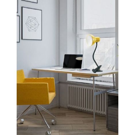 TrAdE Shop Traesio - Lampada Snodabile Da Scrivania Luce Tavolo Braccio Flessibile Orientabile Pinza - Giallo